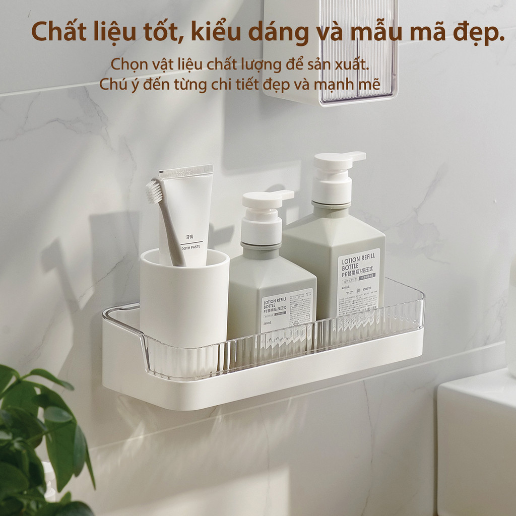 Kệ nhà tắm để đồ cao cấp không cần khoan tường ,lực 7kg+