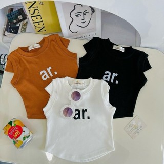 A16- Áo thun phối tay con dành Cho Bé gái chữ AR - Size 8-35Kg
