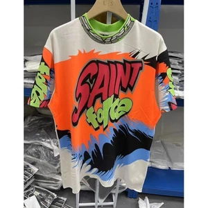 * * * * Chất lượng cao * * Saint Micheal force graffiti l / s tee Retro Racing Style graffiti Áo thun ngắn tay