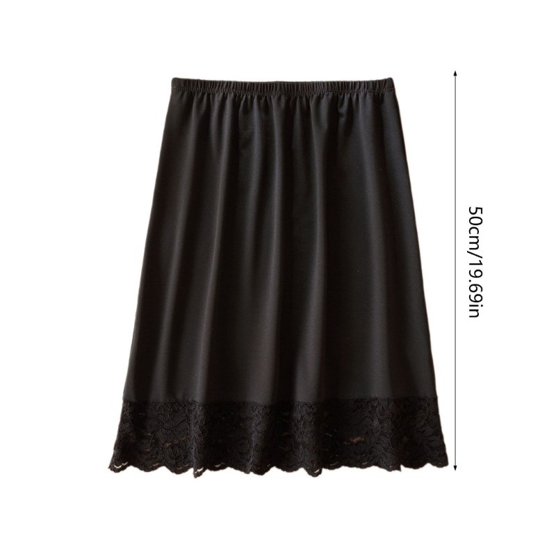 XGB Nữ Chiều Dài Đầu Gối Nửa Trượt Underskirt Co Giãn Eo Màu Ren Viền Petticoat Cơ Bản Nửa Váy Cho Dưới Dres