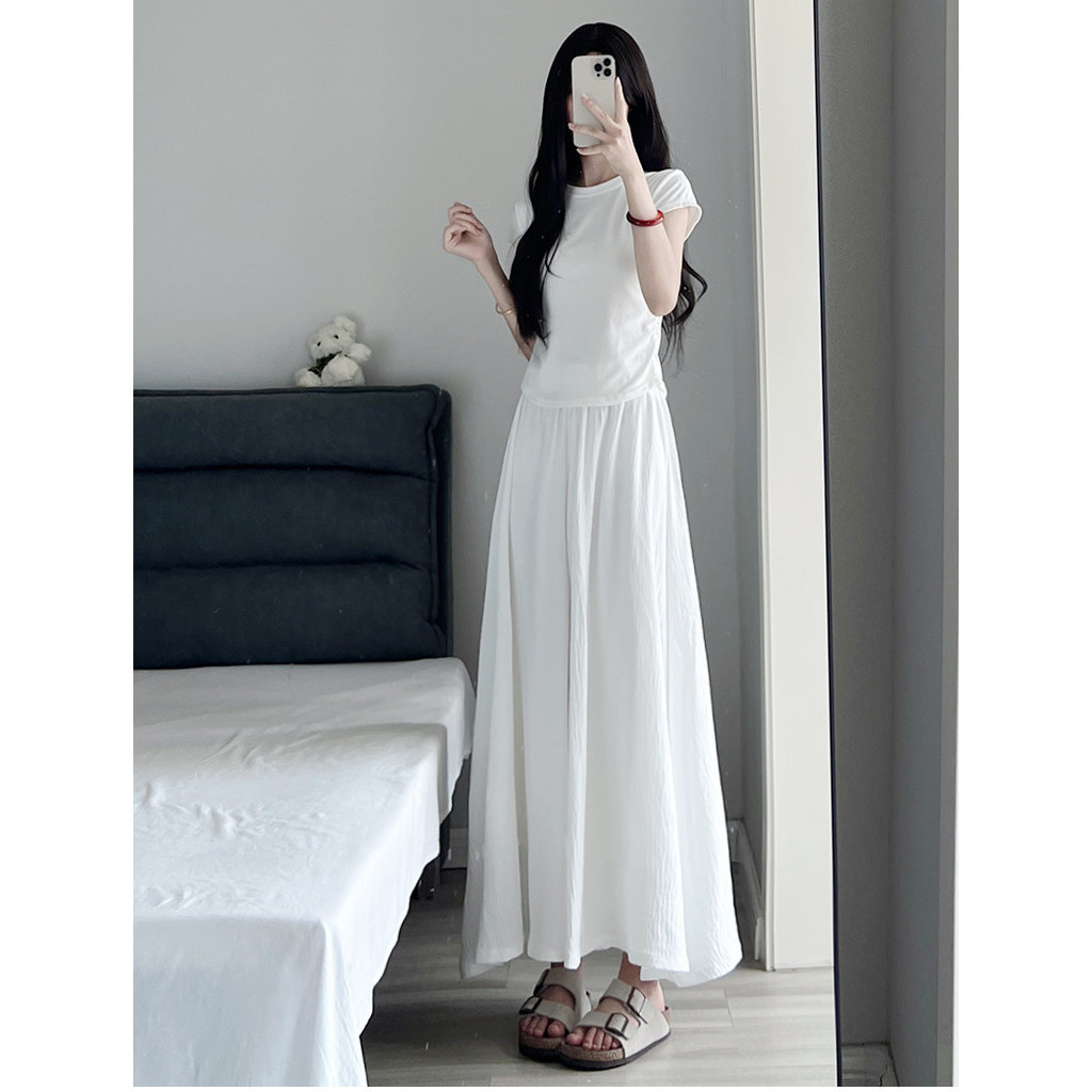Quần bà bầu Mùa hè Vải lanh Cotton mỏng eo cao thẳng Drap nhăn Quần ống rộng