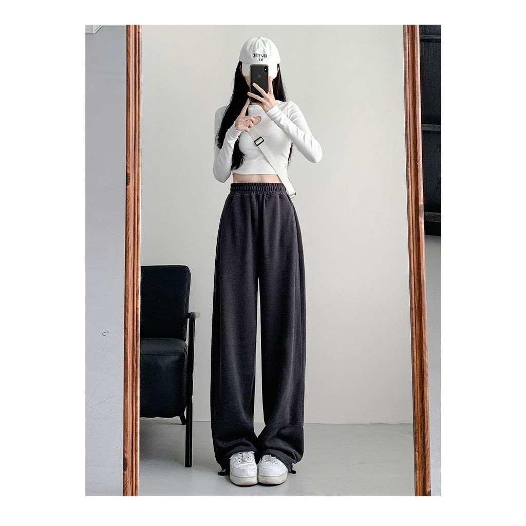 Quần Thể Thao Nữ Mùa Hè 2024 Phong Cách Mới Rời Ôm Hơn Nhìn Ống Rộng Quần Legging Thường Ngày Mồ Hôi