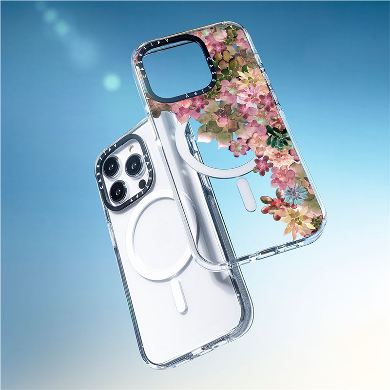 Casetify X Một bức màn của những giấc mơ Hút từ tính Trong suốt Cứng Acrylic Mặt sau TPU Edge Case Sideband Phông chữ Vỏ điện thoại Vỏ tác động cho Apple IPhone 13 14 15 Pro Max
