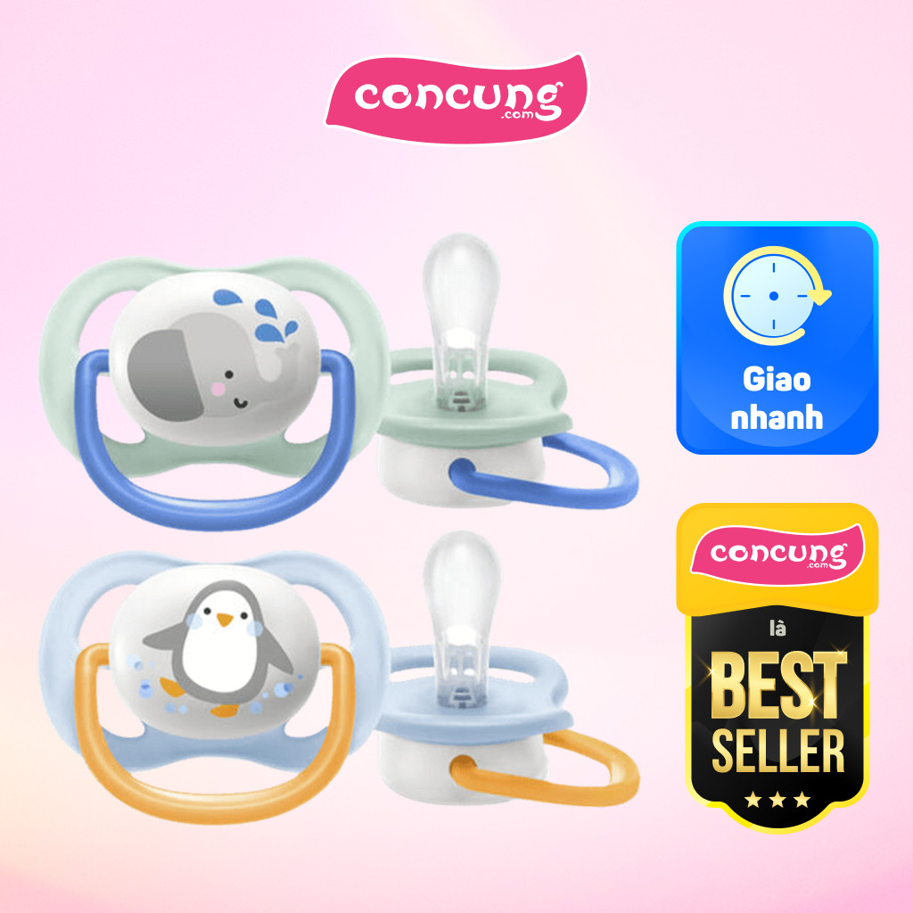 Ty ngậm Philips Avent ultra air (SCF080/05) hình thú, 0-6M, vỉ đôi ...