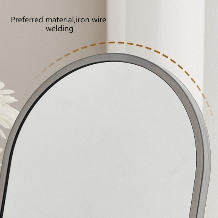 Gương trang điểm FUHUIOT, 360° Gương trang điểm hình bầu dục có thể xoay được, Công cụ trang điểm Khung sắt Trang trí nhà cửa Đơn giản để bàn Gương đứng TableTop