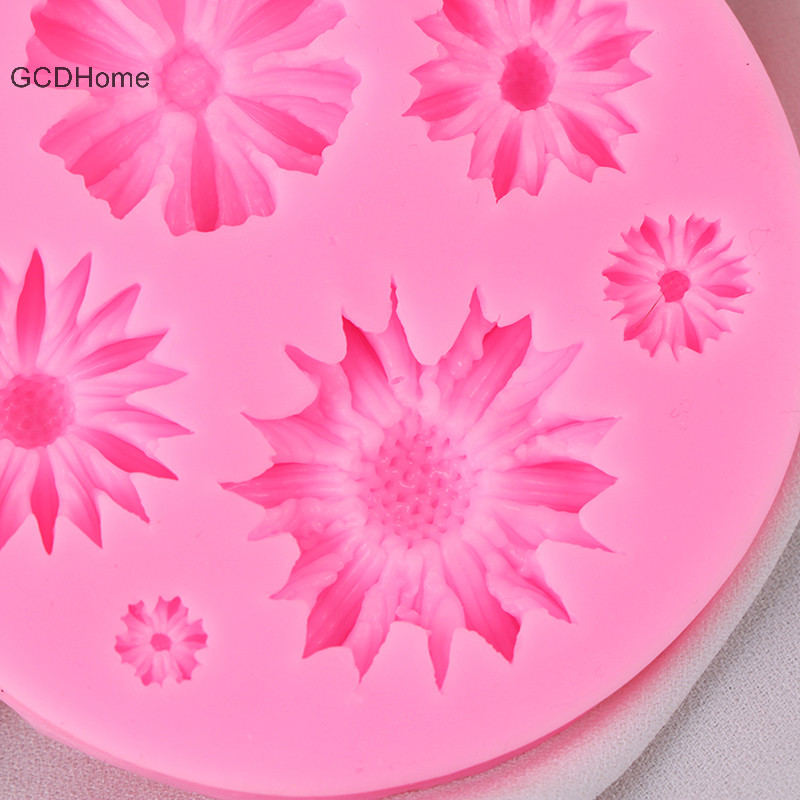 Gcdhome 3D Cánh Hoa Hướng Dương Dập Nổi Khuôn Silicon Giảm Fondant Bánh Trang Trí Dụng Cụ HOT