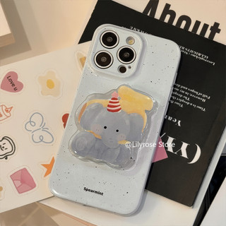 Ins Vỏ hình con voi hoạt hình dễ thương Hàn Quốc iPhone 15 14 13 12 11 Pro Max Xs Max Xr 7 8 Plus Vỏ iPhone Apple có giá đỡ điện thoại hoạt hình Phim bảo vệ toàn bộ mềm