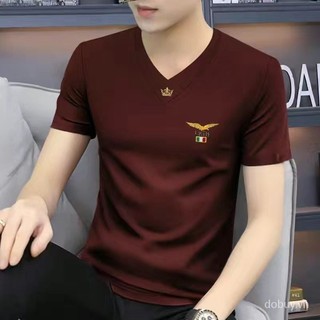Phong Cách Mới Mùa Hè 2024 Cổ Chữ v Slim-Fit Ngắn Tay Nam Nửa Tay Áo Thun Top Quần Áo T