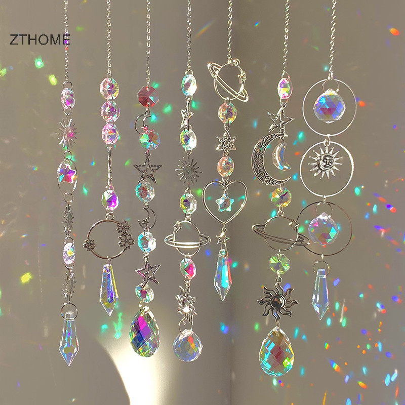 Zthome Treo Pha Lê Mặt Dây Chuyền Vườn Suncatcher Chuông Gió Mưa Lăng Kính Pha Lê Dây Chuyền Để Trang Trí Cửa Sổ HOT