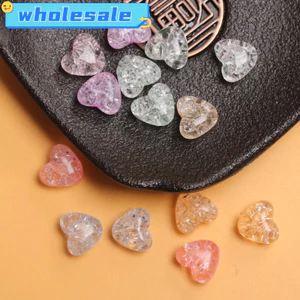 20 Chiếc 9.8 * 11 Mm Acrylic Hình Trái Tim Nứt Tay Thủ Công Rời Hạt DIY Cho Trang Sức Làm Phụ Kiện