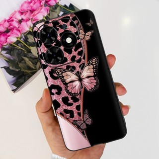Dành Cho Tecno Spark Go 2024 BG6 Ốp Lưng Hoa Phong Cách Mới Hoạt Hình Silicon Màu Đen Mềm Mại Cho Tecno Pop 8 Pop8 BG6h Vỏ
