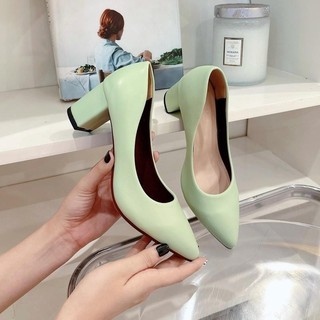 Giày cao gót nữ cao 5cm  đế vuông đơn giản tôn dáng Kho Giày Bánh Bèo mã THOMER Shoes đi rất êm chân