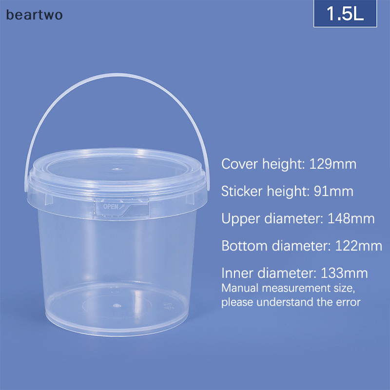 < Beartwo > Thùng + Nắp Nhựa 150ML-1500ML - Trắng Trống Có Tay Cầm - Thùng Đựng Thực Phẩm Lớn Đẹp