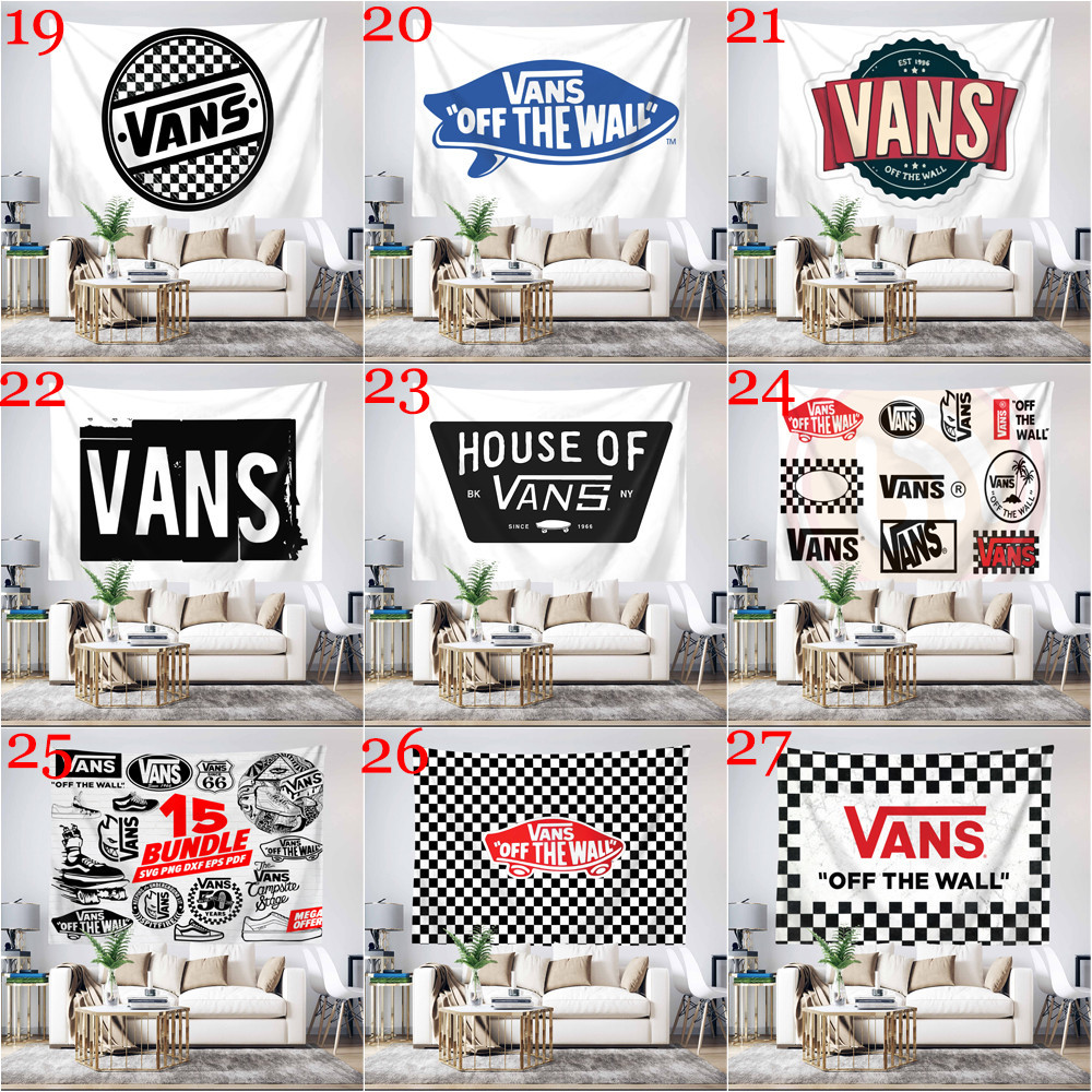 Nghệ Thuật Vans Giày Logo Tấm Thảm Treo Tường Có Kẹp Polyester Tấm Thảm Phòng Ngủ Treo Tường Tấm Thảm Trang Trí Nhà Cửa