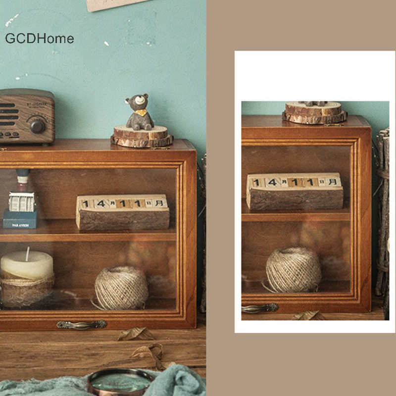 Hộp trưng bày tường Gcdhome Tủ gỗ bóng Hộp lưu trữ Bánh mì Cốc tổ chức HOT