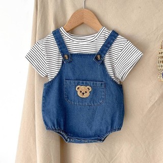 Bộ quần yếm Denim cho bé Bộ quần áo mùa hè cho bé sơ sinh Quần áo liền quần siêu dễ thương Bộ áo liền quần cho bé Onesie