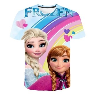Mùa Hè Mới Frozen 2 Áo Anna Elsa Meisje 3D In Kỹ Thuật Số Áo Kleding Nữ Hoàng Tuyết Nữ Hoàng Anna Elsa Hoạt Hình In Áo Sơ Mi