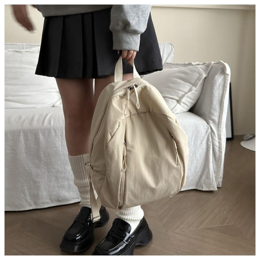 Ba lô Nylon CPINCP, Túi đeo vai màu trơn dung tích lớn, Ba lô du lịch nhẹ có khóa kéo đôi mềm