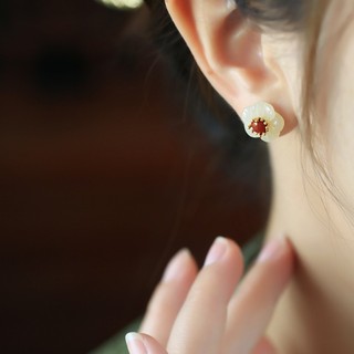 ❤ Cổ Điển Retro Plum Hetian Ngọc Mã Não Bông Tai Nữ Phong Cách Trung Hoa Bông Tai Camellia Trang Sức