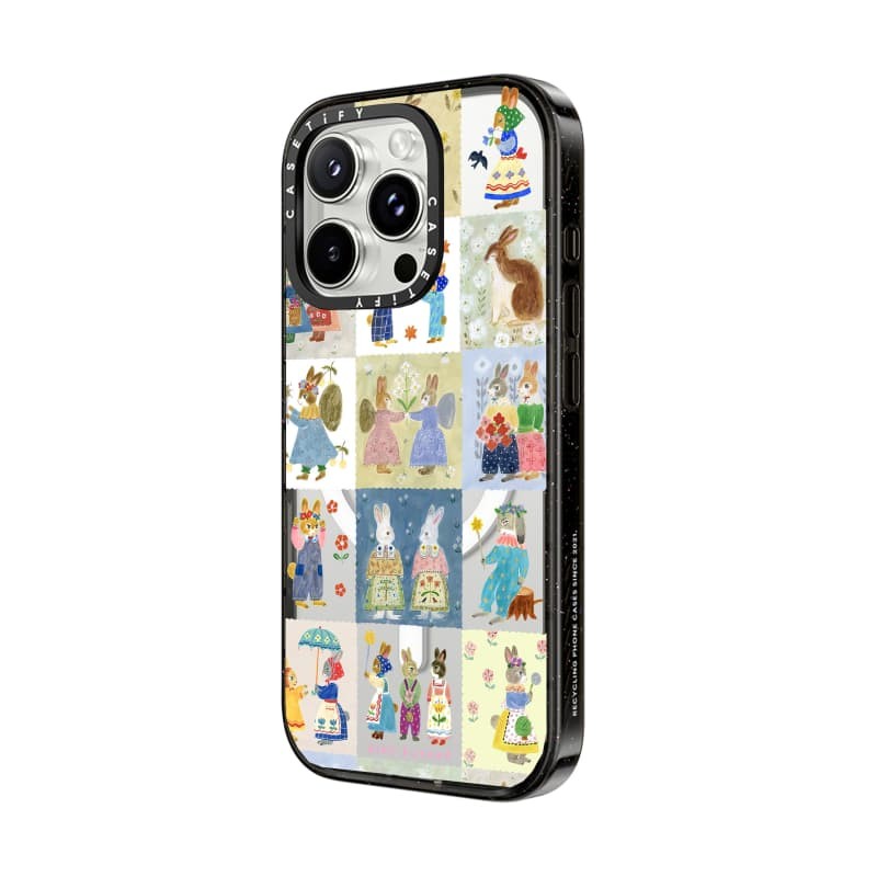 Casetify X thỏ miếng vá ngọt ngào Vỏ làm việc Black Edge Peach Haze Cotton Candy Collection Màu sắc trong suốt Vỏ cứng tác động cho Apple IPhone 12 13 14 15 16 Pro Max Plus có hộp