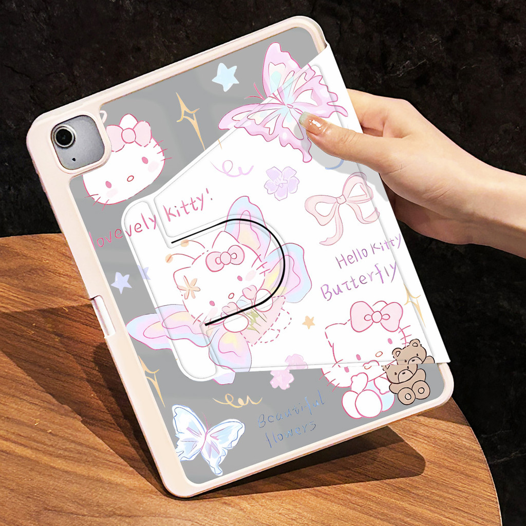 Ốp lưng máy tính bảng Hello Kitty cho iPad 2022pro11 gen8 air5 10.9 2024air6 11 inch thế hệ10th 2018pro gen7 gen5 mini6 air3 air4 gen6 air1 2 gen9 10.2 Vỏ bảo vệ xoay 360 độ