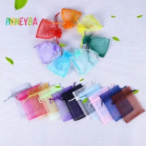 < Honeyba > 100 Chiếc Quà Tặng Giáng Sinh Cưới Có Thể Vẽ Được Túi Organza Trang Sức Bao Bì Màn Hình Hiển Thị