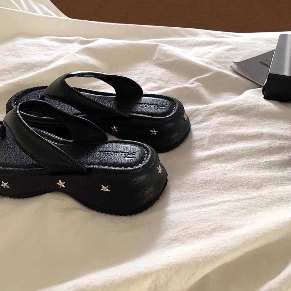 Dép xỏ ngón nền tảng CHIPHIVE, Dép xỏ ngón Y2K EVA, Dép đi biển mùa xuân chống trượt thời trang nữ