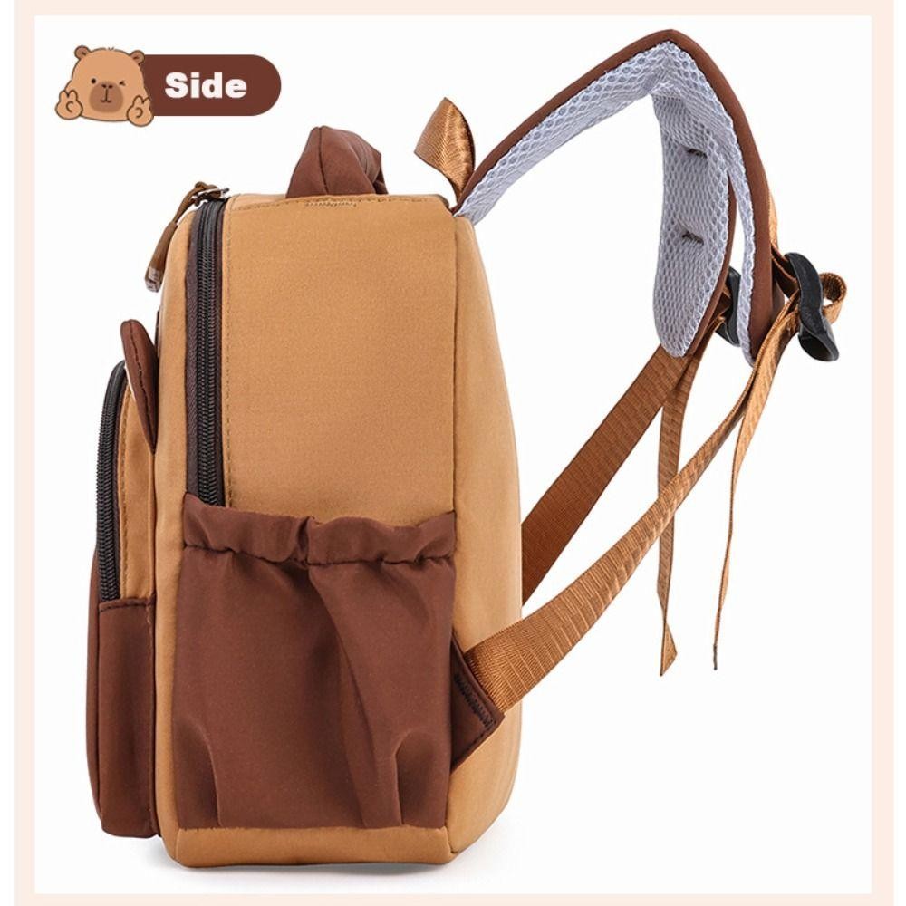 Ba lô GUSTAVA Capybara, Túi đi học Capybara dung tích lớn bằng Nylon, Ba lô mẫu giáo nhẹ nhiều lớp hoạt hình