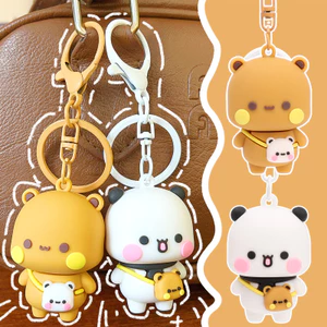 Bubu Dudu Gấu Trúc Keychans, Động Vật Hoạt Hình Dễ Thương Hoạt Hình Bubu Dudu Móc Khóa, Charm Kawaii Gấu Trúc Ngọt Ngào Yier Mặt Dây Chuyền Cặp Đôi Treo