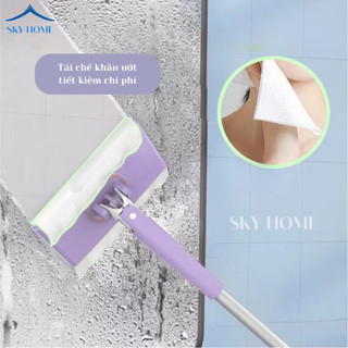 Cây Lau Nhà Thông Minh Hút Khăn Xoay 360 Độ Tự Động, Chổi Lau Nhà Tự Nhả Khăn Kèm Nhíp Gắp Tiện Lợi NGÓI HOME - LN01