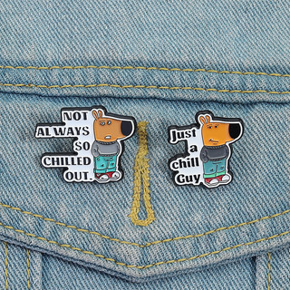 'I 'm Just A Chill Guy Cá Tính Sáng Tạo Hoạt Hình Thổ Cẩm Phổ Biến Chó Con Dễ Thương Men Huy Hiệu Ba Lô Phụ Kiện Quà Tặng Cho Bạn Bè