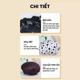 Mũ Tắm Trùm Tóc Chống Nước 2 Lớp Mũ Trùm Tóc Mũ Trùm Đầu Tắm Họa Tiết Nơ Thanh Lịch Co Giãn Tốt NGÓI HOME - MT01