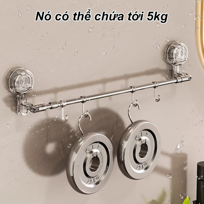 Giá Treo Khăn Phòng Tắm Co Giãn Không Cần Khoan-Thiết kế xoay 180°， Chất Liệu Inox Bền Đẹp