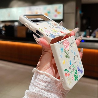Ốp Họa Tiết Hoa Cho Samsung Galaxy Z Flip6 Flip5 Flip4 Flip3 Flip 6 5 4 3 5G Họa Tiết Da Mềm TPU Gấp Điện Thoại
