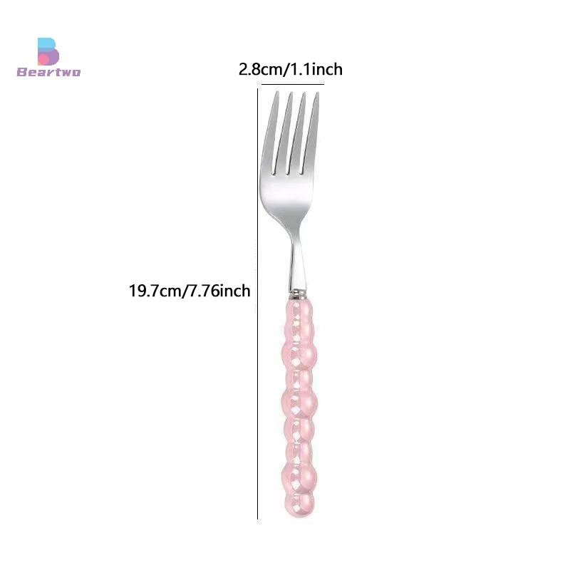 < Beartwo > Phuộc Tay Cầm Ngọc Trai Cho Món Tráng Miệng Gia Đình Bít Tết Inox Nĩa Salad Món Tráng Miệng Pasta Nĩa Phụ Kiện Nhà Bếp Tiện Ích Đẹp