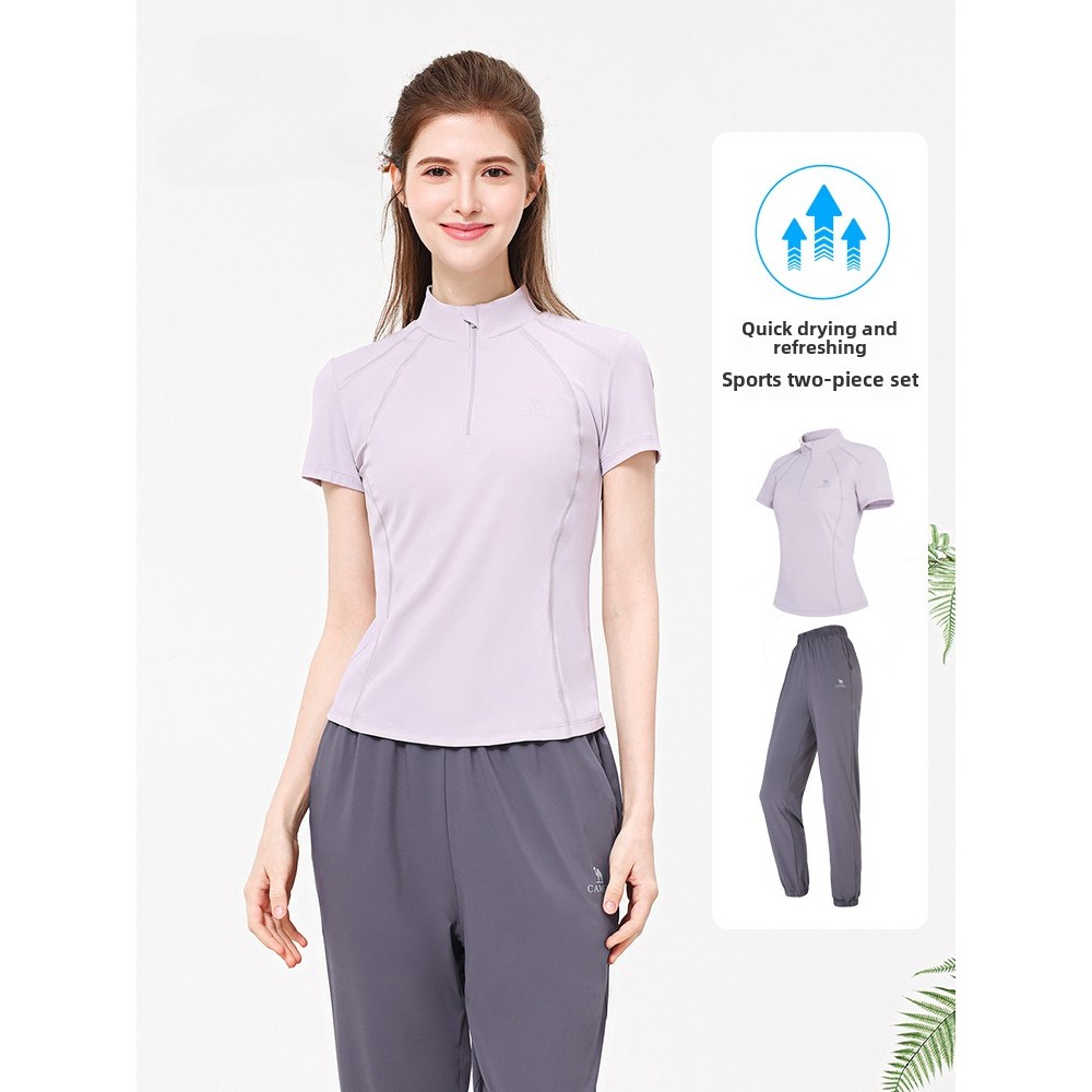Ảnh Camel CROWN Yoga Phù Hợp Với Nữ Chống Nắng Slim Fit Nhanh Khô Thoáng Khí Thể Thao Hai Mảnh Phù Hợp Với 4
