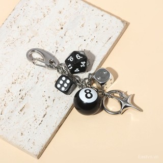 [Keychain] Móc khóa xúc xắc bi-a đen 8 sáng tạo, đơn giản, đa năng, mặt dây chuyền túi Ins, móc khóa xe, quà tặng phụ kiện tinh tế Y2KG