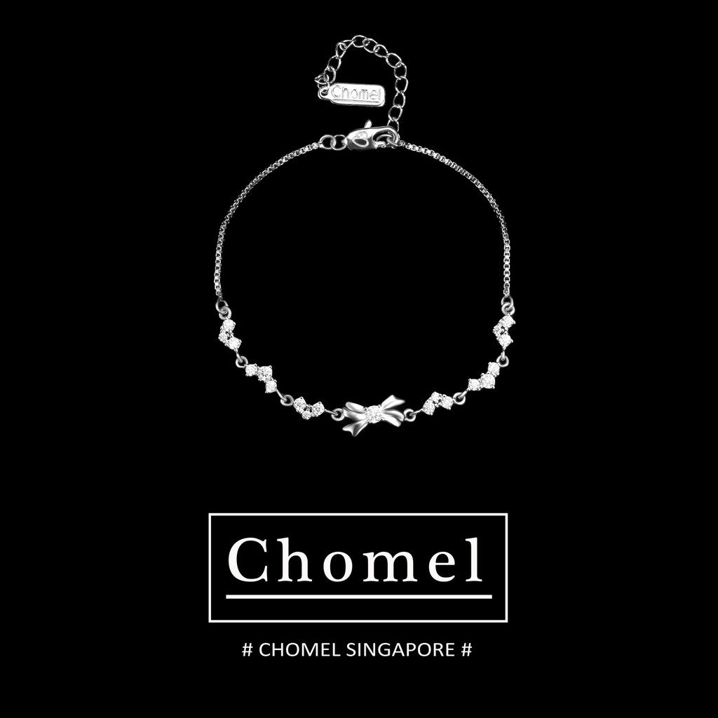 Chomel Singapore Vòng tay bạc S925 hình nơ cho phụ nữ, trang sức nhẹ nhàng đa năng, quà sinh nhật cho sinh viên CH4E