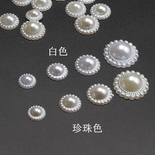Giả Ngọc Trai Hình Bán Nguyệt Màu Be,_handmade, Dùng làm Nơ Kẹp Tóc