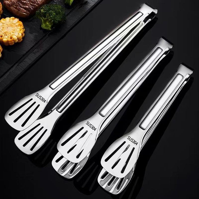 Thép không gỉ 304 Kẹp Thực Phẩm Dày Nhà Bếp Chống bỏng Dụng Cụ Nướng Bánh Mì Kẹp Bít Tết Thịt Nướng Kẹp