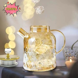 Ấm đun nước trà thủy tinh PNPIA có nắp tre và vòi lọc có thể tháo rời Ấm trà sâm panh cho trà nở lá rộng và trà trái cây 1 / 15 / 1.8L Boutique