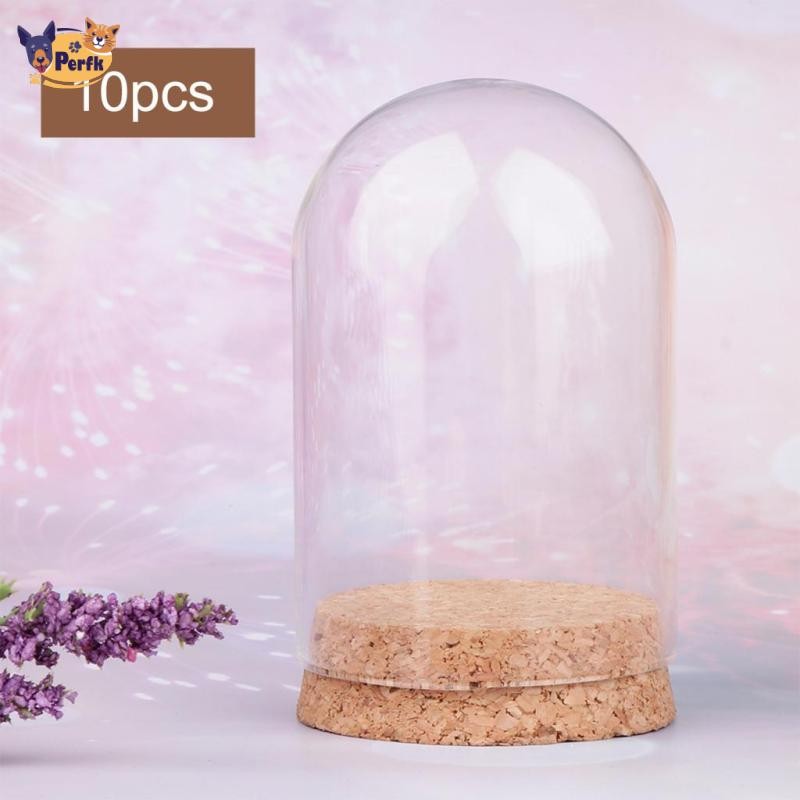 Perfk 10 Cái Mái vòm trưng bày trong suốt có đế gỗ Tấm che kính chống bụi trang trí