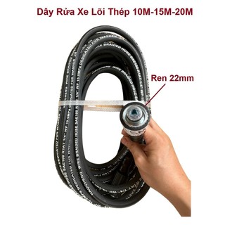 Dây rửa xe LÕI THÉP loại tốt REN 22mm , dùng cho máy xịt rửa áp lực cao (phụ kiện máy rửa xe)