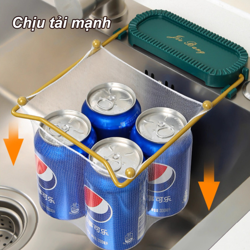 Lọc rác gắn bồn rửa chén bát,Giá Lọc Thức Ăn Thừa Gấp Gọn Đa Năng，Bao gồm 1 khung, 50 túi lọc rác