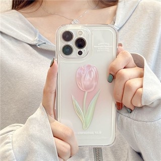 Hoa Đẹp Hoa Tulip Sang Trọng Hợp Thời Trang Vỏ Điện Thoại Di Động Cho IPhone15 14 13 12 Mini 11 Pro Xs Max X XR 7 6s Plus Vỏ Bảo Vệ Máy Ảnh TPU Chống Sốc