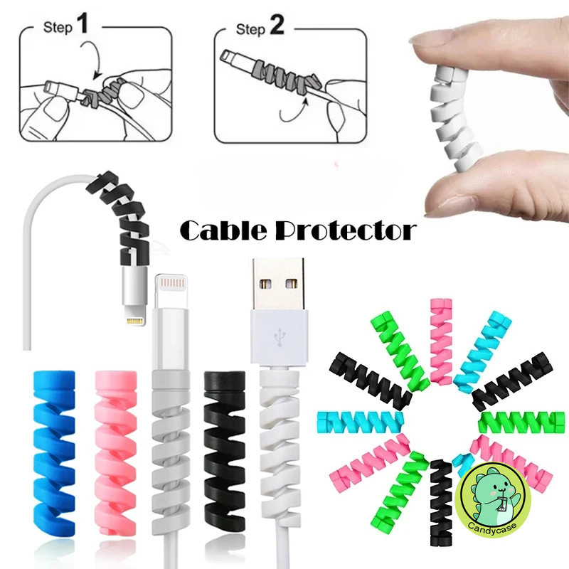 1 Chiếc Màu Ngẫu Nhiên Bảo Vệ Cáp Đa Năng Dữ Liệu Silicon Xoắn Ốc Cuộn Dây Dây Cáp Tổ Chức Cho iPhone USB Sạc Cáp Bảo Vệ