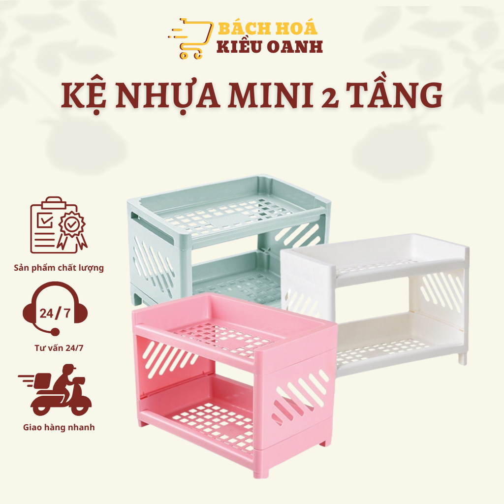 Kệ Nhựa Mini 2 Tầng Đựng Đồ Đa Năng Kệ Xếp Gọn Trang Trí Để Bàn Giá Để ...