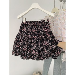 Kích Thước Lớn Mùa Hè Phong Cách Pháp Cao Cấp Chữ a Váy Ngắn Hoa Nữ Béo mm Mỏng Hơn Nhìn Bao Bụng Co Giãn Eo Voan Váy