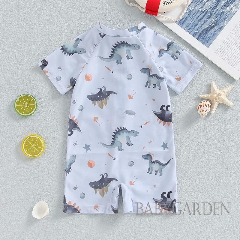 Baga-3 tuổi Đồ bơi khủng long cho bé trai cổ tròn nửa khóa kéo lên tay ngắn Rash Guard Đồ bơi Bộ đồ tắm cho trẻ sơ sinh