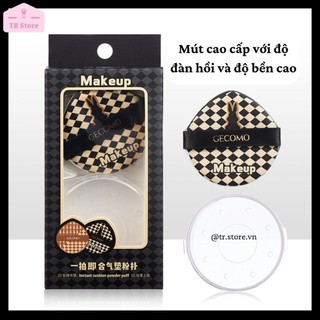 Mút tán phấn nền và cushion Gecomo phiên bản caro chess play bàn cờ cao cấp kèm hộp đựng